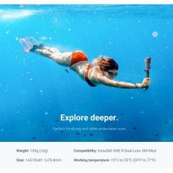 Carcasa sumergible para cámara Insta360 ONE R con el módulo 360 - Vertical (Hasta 30 metros)