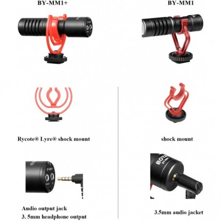 Micrófono BOYA BY-MM1+ Super cardioide condensador para cámaras, celulares y grabadoras