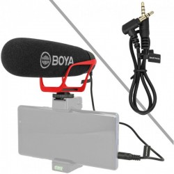 Micrófono BOYA BY-BM2021-R Supercardioide condensador para cámaras, celulares y grabadoras
