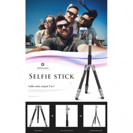 Trípode liviano QZSD Q066S convertible en monópodo selfie stick