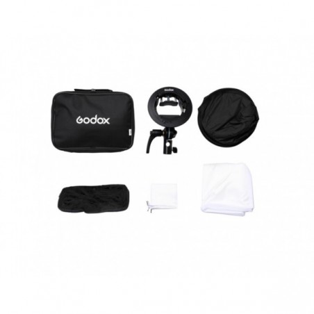 Softbox Godox para flash portátil 80x80cm incluye estuche, grilla y bracket tipo S2  Montura Bowens