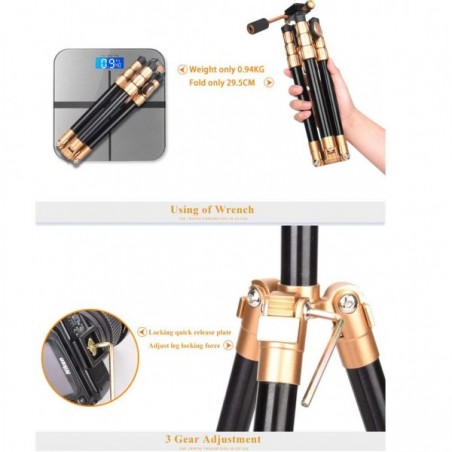 Trípode liviano QZSD Q066 para cámaras DSLR hasta 5Kg