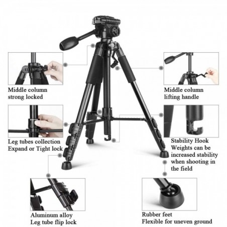 Trípode QZSD Q111 para cámaras DSLR hasta 5Kg