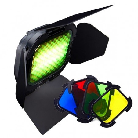 Pack de Barn Door, grilla y filtros de color Godox BD-07 para flash Godox AD200