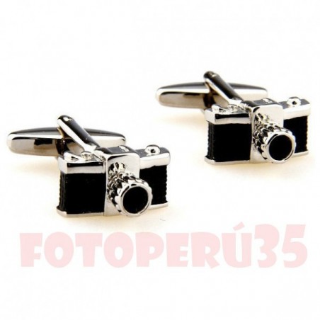 Gemelos para camisa con diseño de cámara fotográfica Vintage