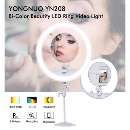 Reflector Luz Led Circular Yongnuo YN208 PRO- Luz de belleza