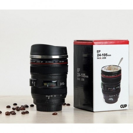Taza en forma de lente Canon 24-105mm - Caniam con tomatodo