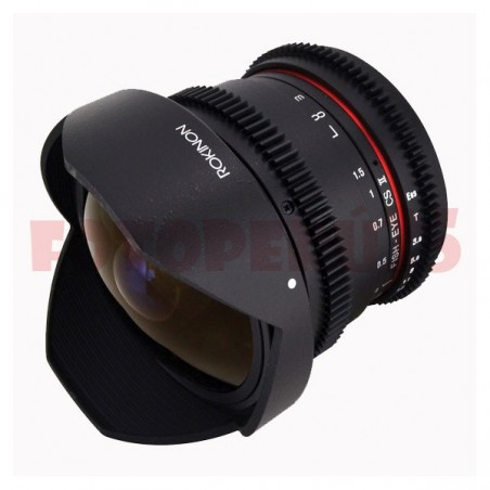 Lente Rokinon 8mm T3.8 HD Ojo de pez -Cine UMC para Canon (con tapasol removible)