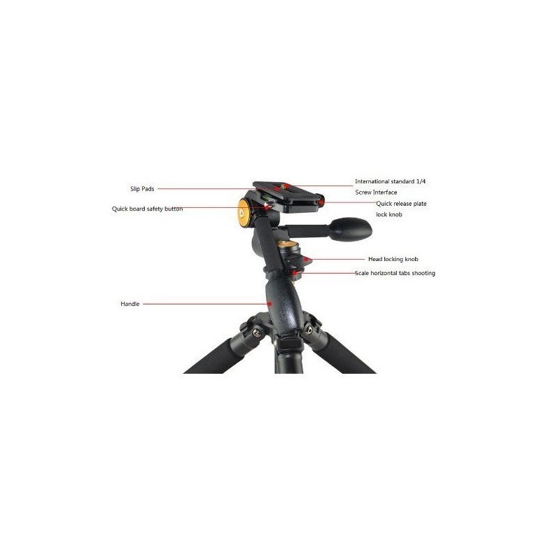 Trípode Monópodo Q666BD para cámaras DSLR incluye cabezal panorámico