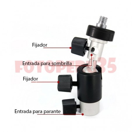Bracket de rótula para flash portátil y sombrilla tipo C2 - Swivel 360º - Parante