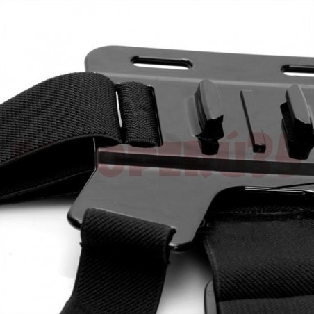 3 en 1 Accesorios Gopro: Correa elástica para el pecho, correa para la cabeza, base ajustable de 3 ejes y bolsa de nylon.