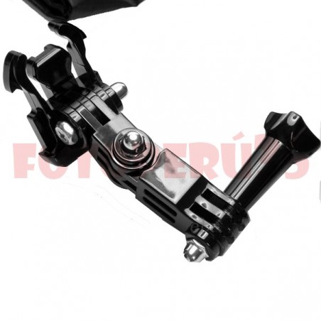 3 en 1 Accesorios Gopro: Correa elástica para el pecho, correa para la cabeza, base ajustable de 3 ejes y bolsa de nylon.