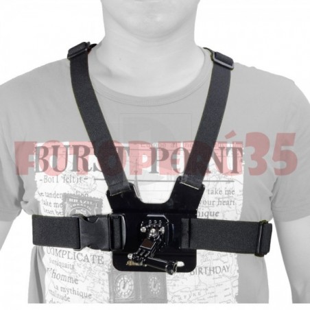 3 en 1 Accesorios Gopro: Correa elástica para el pecho, correa para la cabeza, base ajustable de 3 ejes y bolsa de nylon.
