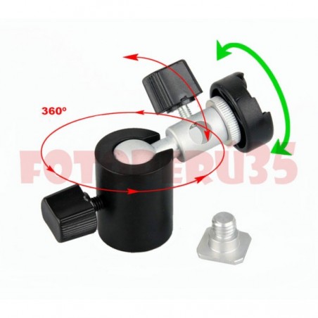 Bracket de rótula para flash portátil y sombrilla tipo C - Swivel 360º - Trípode