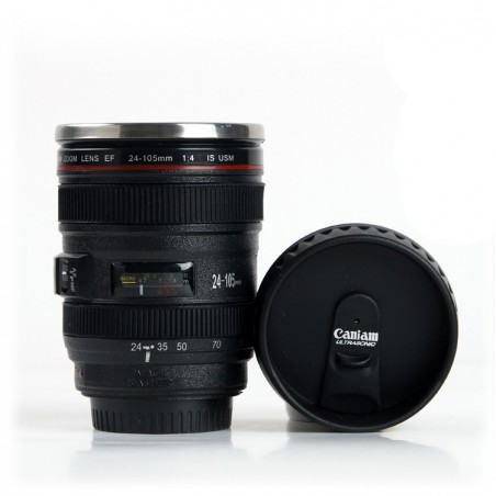 Taza en forma de lente Canon 24-105mm - Caniam con tomatodo