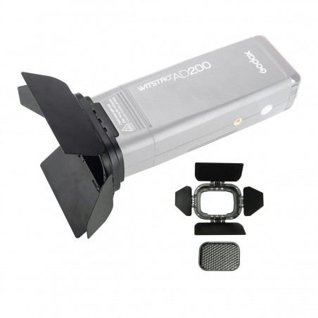 Pack de Barn Door, grilla y filtros de color Godox BD-07 para flash Godox AD200
