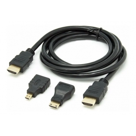 Cable HDMI de 1.5m - Incluye adaptador mini HDMI y adaptador micro HDMI