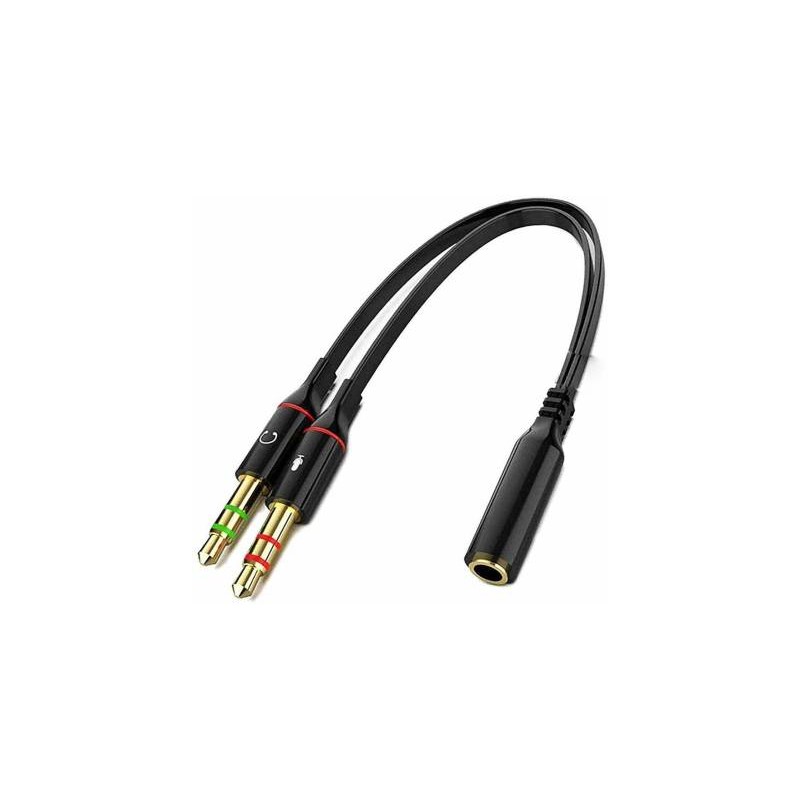 Cable 1 hembra a 2 machos cable 3.5mm (TRRS a TRS)