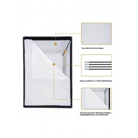 Softbox GODOX SB-FW6090 de 60x90cm - Montura Bowens - Con grilla