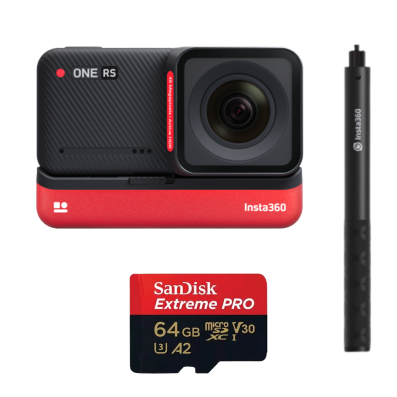 Pack de cámara Insta360 ONE R + Invisible Selfie Stick + Memoria de 32GB