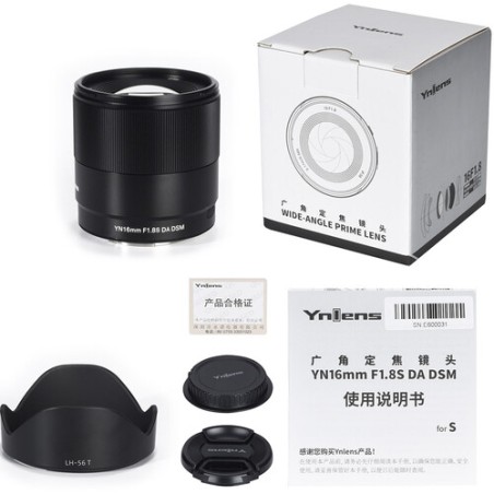 Lente Yongnuo YN 16mm f/1.8 DA DSM para Sony montura E - APS-C - Incluye tapasol