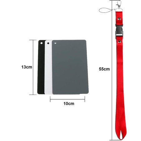 Tarjeta de gris para balance de blancos - Juego de 3 - Blanco, negro y gris 18% - 10x13cm