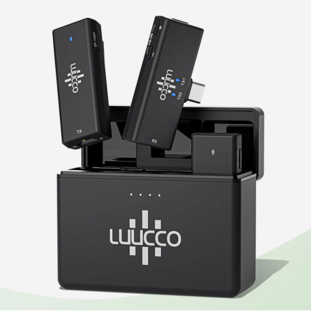 Micrófono inalámbrico LUUCCO ProTalker S2 - Incluye 2 micrófonos, 1 receptor y estuche de carga