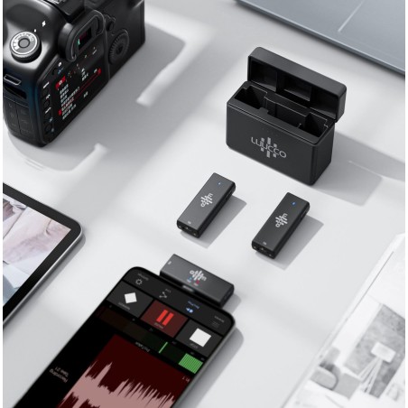 Micrófono inalámbrico LUUCCO ProTalker S2 - Incluye 2 micrófonos, 1 receptor y estuche de carga