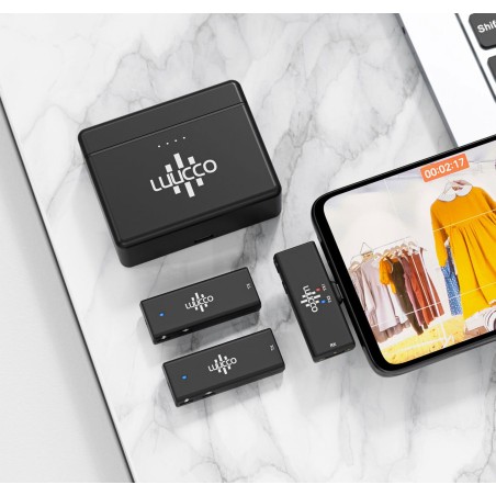 Micrófono inalámbrico LUUCCO ProTalker S2 - Incluye 2 micrófonos, 1 receptor y estuche de carga