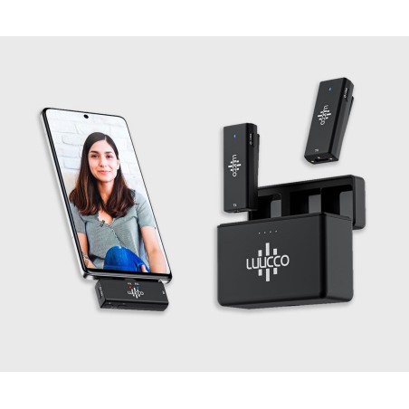 Micrófono inalámbrico LUUCCO ProTalker S2 - Incluye 2 micrófonos, 1 receptor y estuche de carga