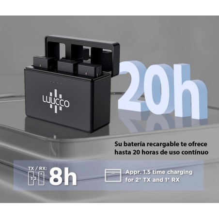 Micrófono inalámbrico LUUCCO ProTalker S2 - Incluye 2 micrófonos, 1 receptor y estuche de carga