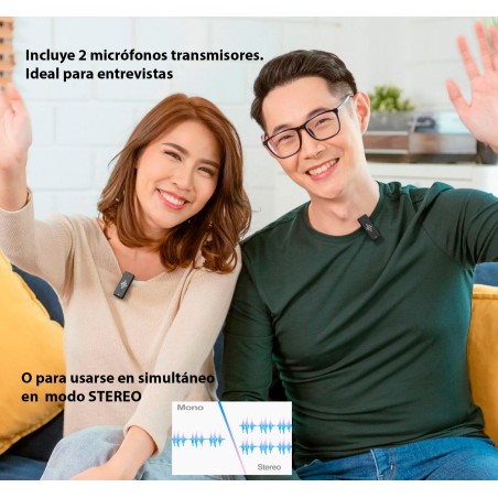 Micrófono inalámbrico LUUCCO ProTalker S2 - Incluye 2 micrófonos, 1 receptor y estuche de carga