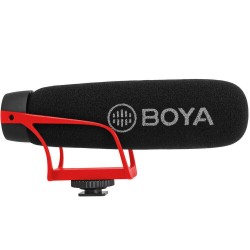 Micrófono BOYA BY-BM2021-R Supercardioide condensador para cámaras, celulares y grabadoras