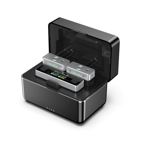 Micrófono inalámbrico ULANZI AM18 - Incluye 2 transmisores, 1 receptor y estuche de carga