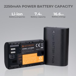 Pack de 2 baterías tipo Canon LP-E6NH y cargador dual K&F CONCEPT  - 2250mAh