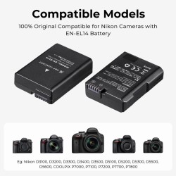 Pack de 2 baterías tipo Nikon EN-EL14 y cargador dual K&F CONCEPT  - 1050mAh