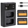 Pack de 2 baterías tipo Sony NP-FW50 y cargador dual K&F CONCEPT  - 1100mAh