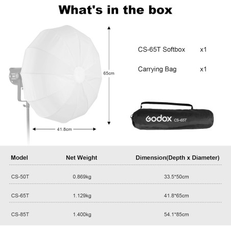 Softbox Godox CS-65T tipo antorcha plegable de 65cm - Montura Bowens