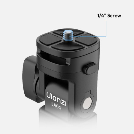 Sujetador ULANZI LA04 para parante - Con entrada de rosca de 1/4" y Hotshoe - Para luces led, flashes, cámaras, etc