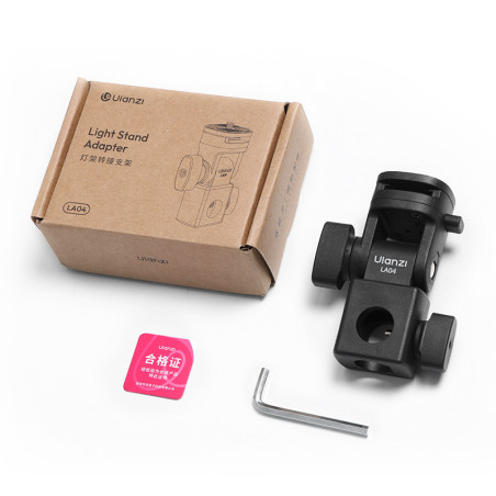 Sujetador ULANZI LA04 para parante - Con entrada de rosca de 1/4" y Hotshoe - Para luces led, flashes, cámaras, etc