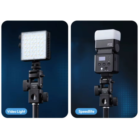 Sujetador ULANZI LA04 para parante - Con entrada de rosca de 1/4" y Hotshoe - Para luces led, flashes, cámaras, etc