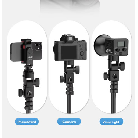 Sujetador ULANZI LA04 para parante - Con entrada de rosca de 1/4" y Hotshoe - Para luces led, flashes, cámaras, etc