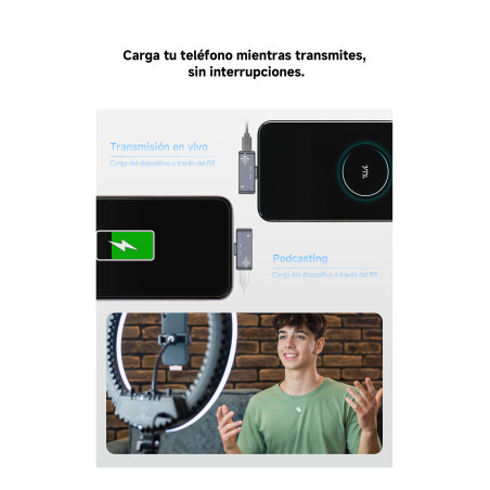 Micrófono inalámbrico magnético LUUCCO Minipods - Incluye 2 micrófonos y 1 receptor - Para celulares