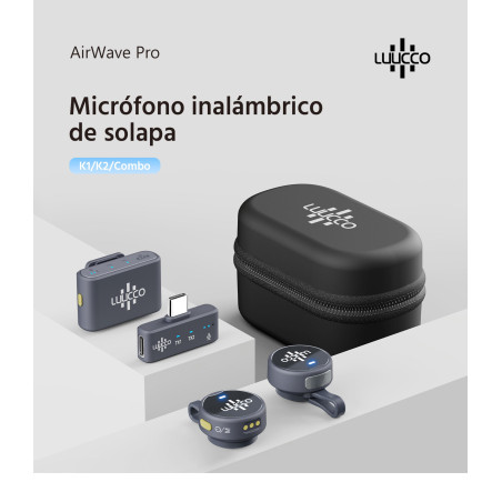 Micrófono inalámbrico magnético LUUCCO AirWave PRO Combo - Incluye 2 micrófonos y 2 receptores - Para cámaras y celulares