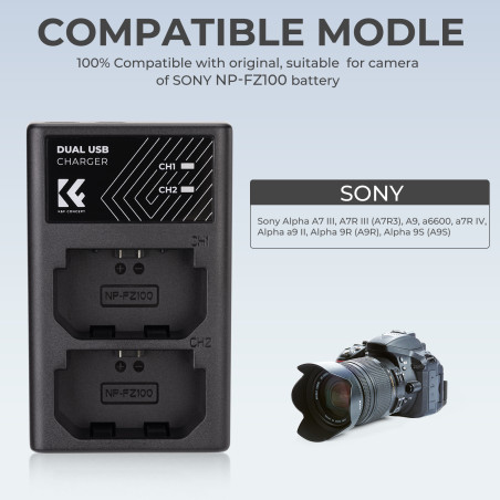Cargador dual K&F CONCEPT tipo Sony NP-FZ100