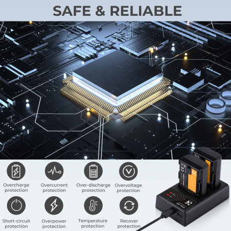 Cargador dual K&F CONCEPT tipo Canon LP-E6 LP-E6N LP-E6NH