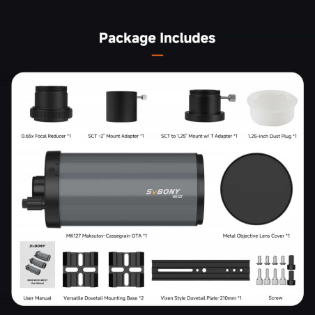 Telescopio SVBONY MK127 - Maksutov Cassegrain - Kit de observación