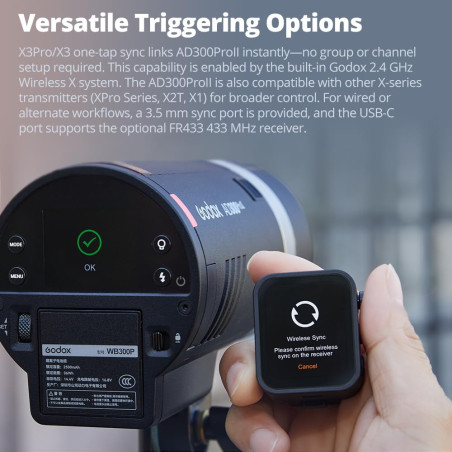 Flash portátil Godox AD300 Pro II - Versión 2 - Incluye batería