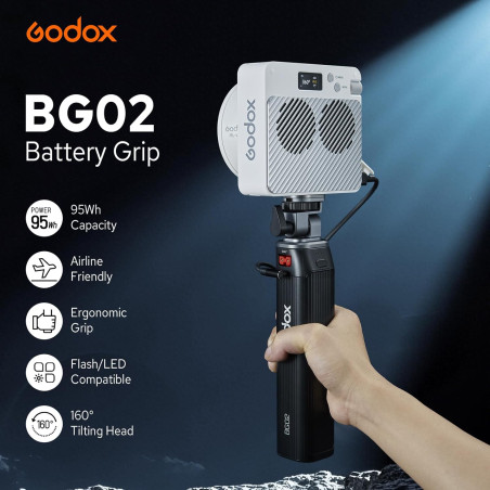 Battery Grip GODOX BG02 - Agarradera con batería para flashes y luces led