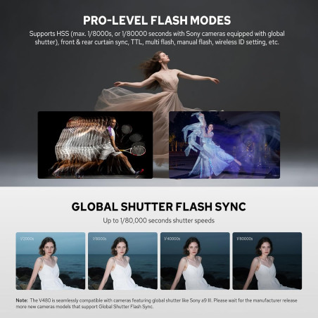 Flash portátil GODOX V480 Canon Nikon Sony (incluye batería y cargador)